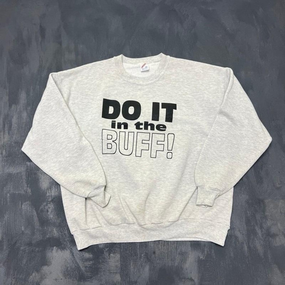 Vintage Buffalo Sweatshirt Mens XL Gray 1990s Do It In The Buff